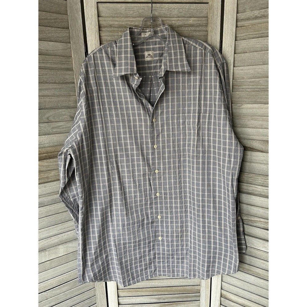 Peter Millar Shirt Mens Large Button Down Dress Shirt Blue Stripe 100% Cotton